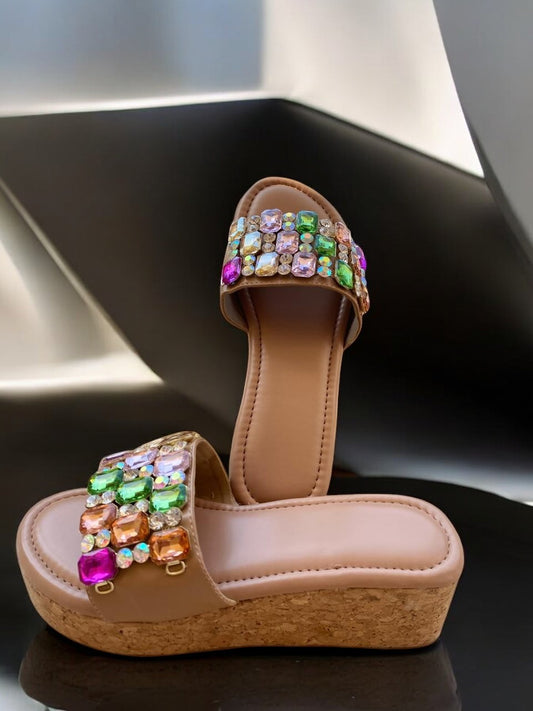 Multicolored Rhinestone Wedges