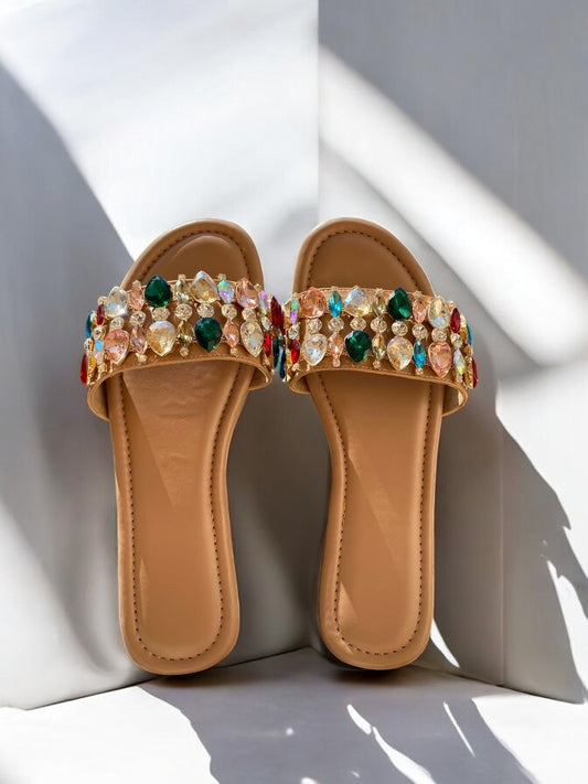 Rhinestone Multicolored Flats