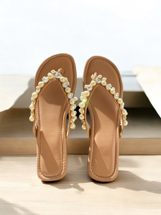 Pearl White V-Shape Flats